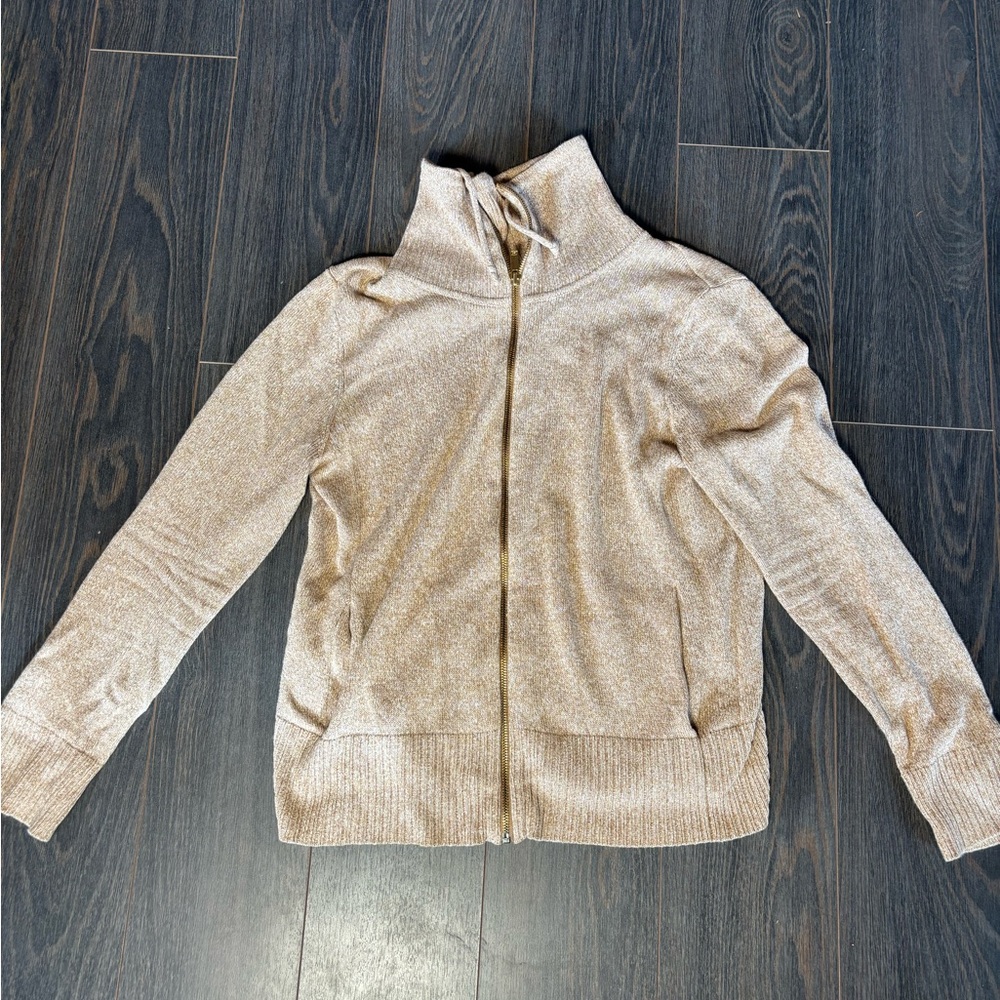 Jones New York Tan Zip-Up Hoodie